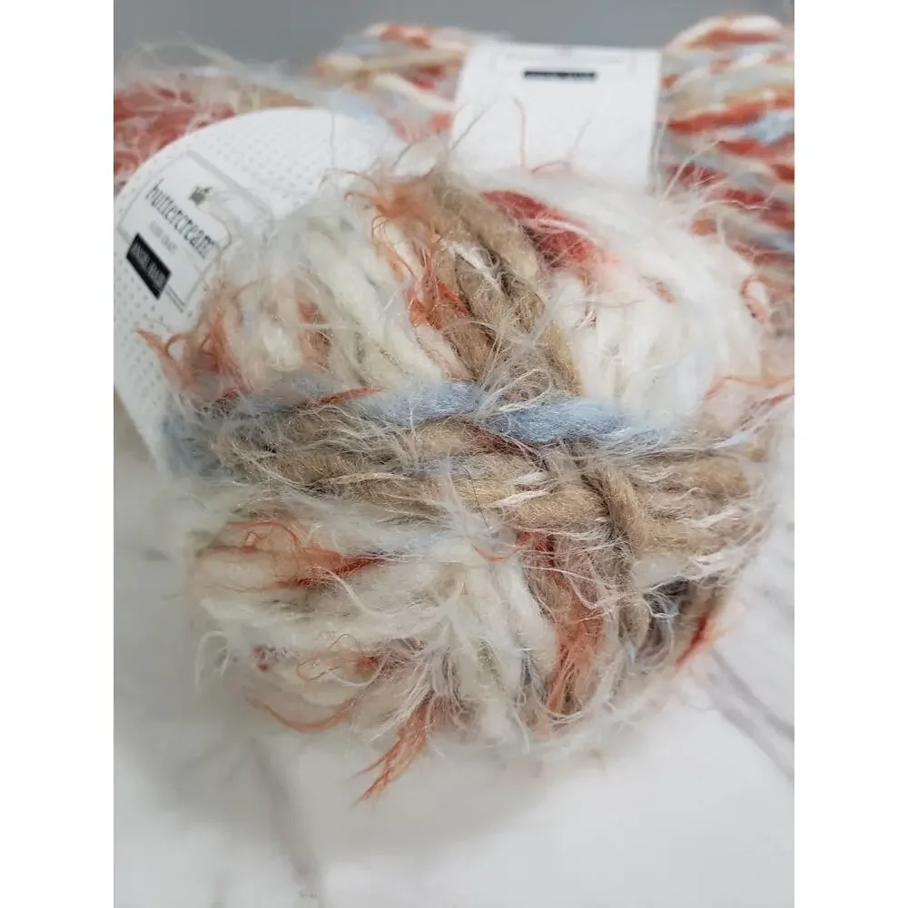 Lot 2 Buttercream Luxe Craft ANGEL HAIR Yarn‎ Blue Rust Butter Cream
